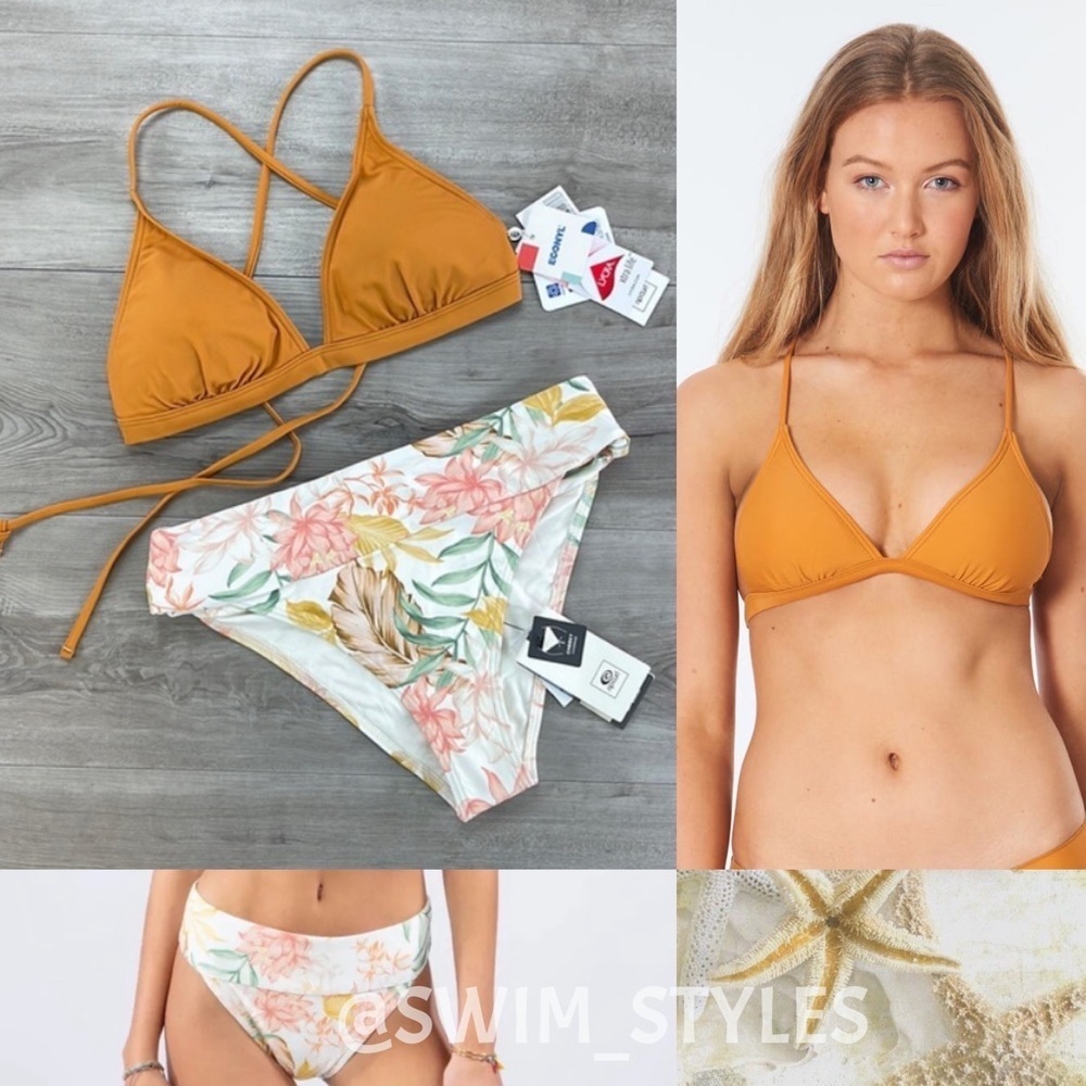 ☀️RIP CURL☀️ CLS SURF ECO XBACK TRI TOP LA BONITA HI WAIST CHEEKY BIKINI…